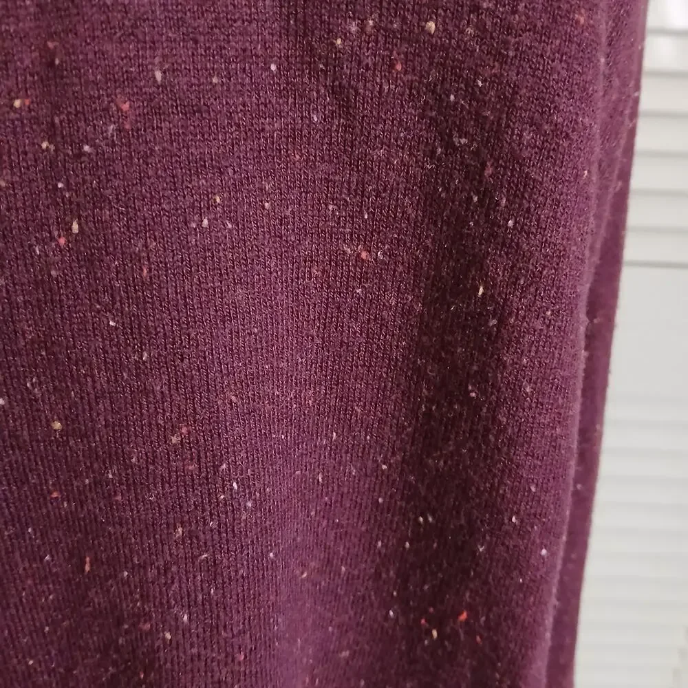 Talbots Med Maroon Multicolor Flecked V-Neck Sweater Cotton Blend Lightweight